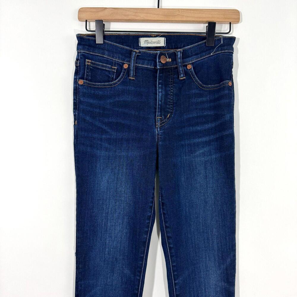 Madewell Women’s Size 26 Dark Blue Stretch Denim 9” High Rise Skinny Jeans - Picture 2 of 11